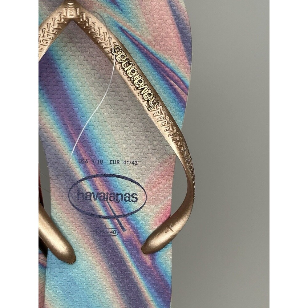 Havaianas Slim Iridescent Flip-Flop Sandals Women's 9/10 Euro 41/42 Sand Grey - Picture 5 of 5